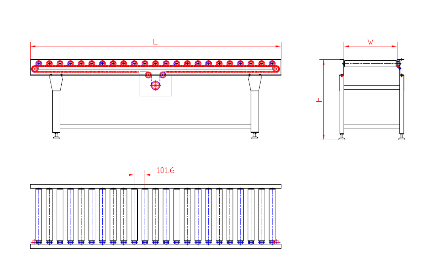 Drive Roller Conveyor — machine structure drawing