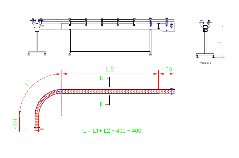 Top Chain Conveyor — machine structure drawing